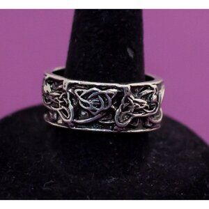 Vintage Boho Silver Tone Ring Size 10 - Q18